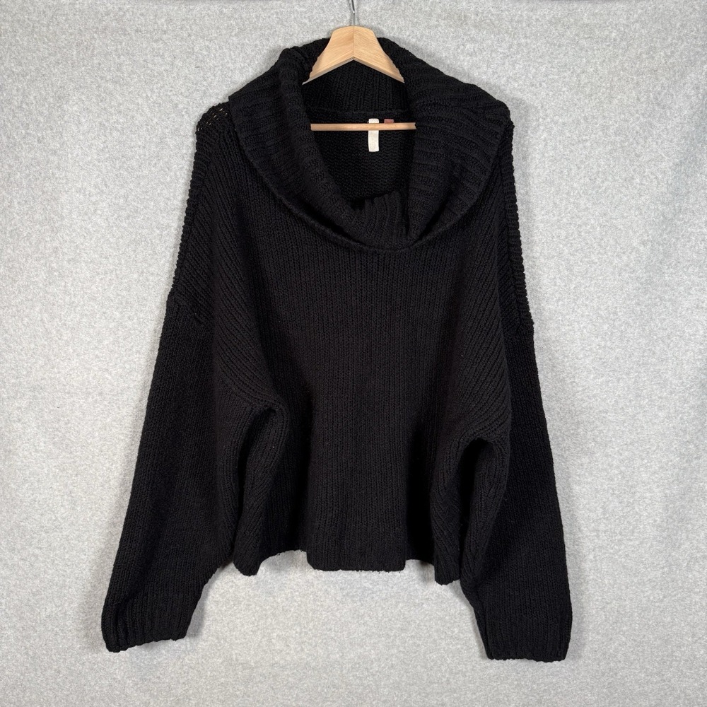 Anthropologie Pilcro Sweater Womens XL Black Knit Cowl Neck Pullover Cotton